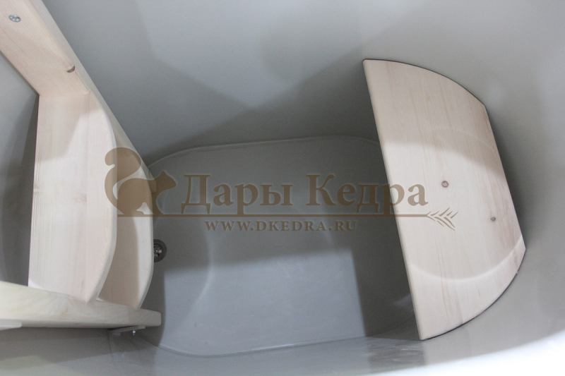 Купель двойная овальная гладкая столярная из кедра с пластиковой вставкой