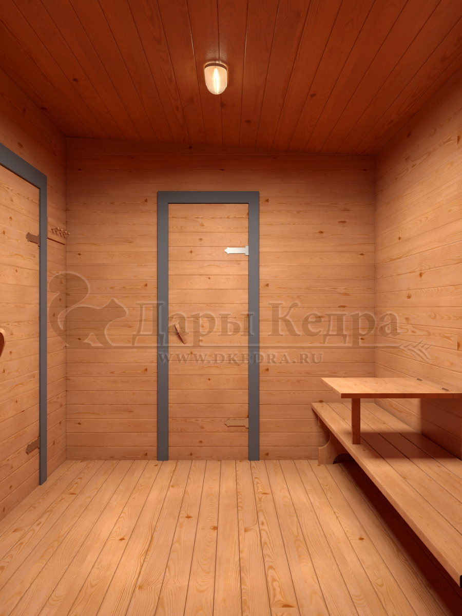 Каркасно-щитовая баня из кедра «Мега» с верандой